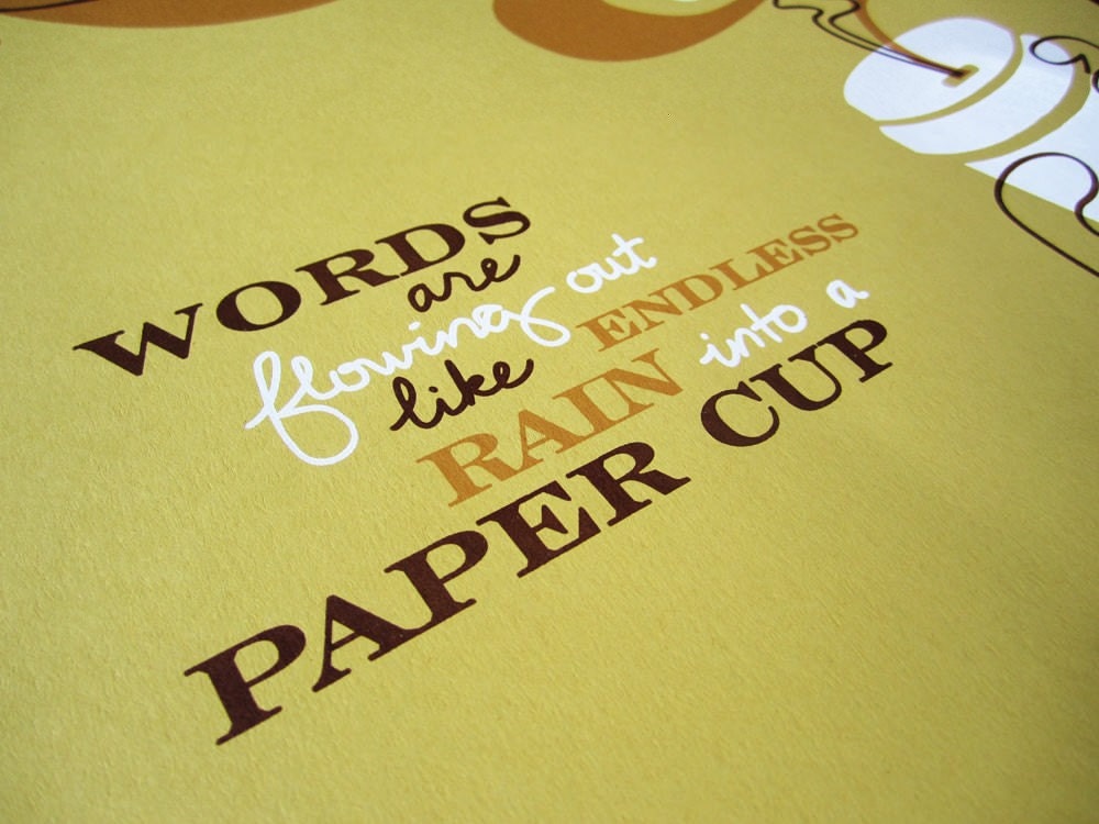 Coffee & Beatles Lyric Wall Art/Poster (Hand Screenprinted)