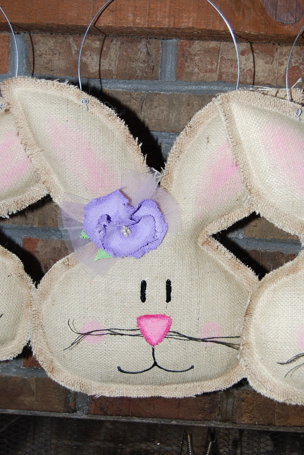 Girl Burlap Easter Spring Bunny Door Hanger Wall Decor