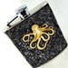 Octopus Hip Flask Steampunk Mixed Metals Kraken on Black and Silver Neo Victorian Metal Flask