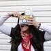 Camera Pillow Plush / Mustard Yellow and Gray by Yellow Heart Art
