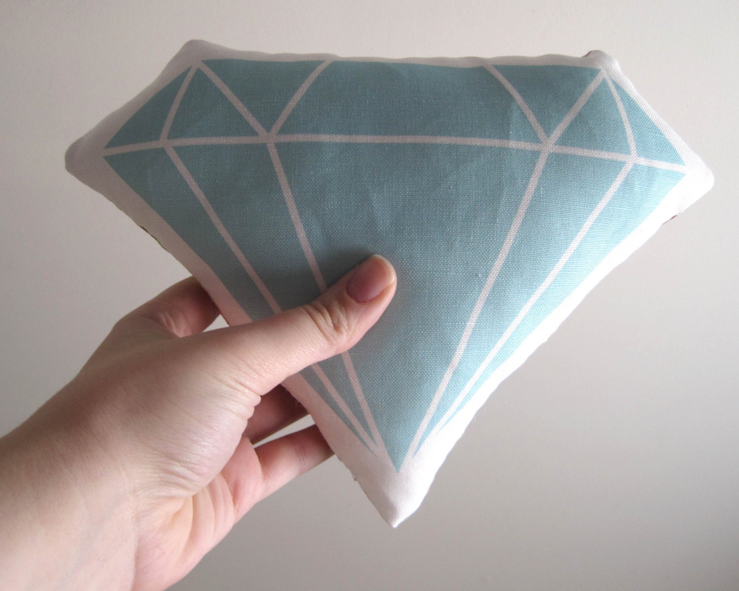 Diamond Pillow in Mint Green by Yellow Heart Art