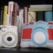 Camera Plush / Pillow in Blue and Red by Yellow Heart Art