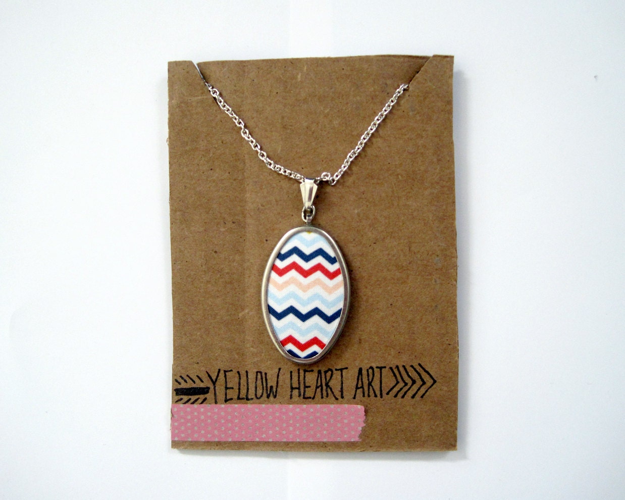 Fabric Pendant Necklace "Chevron Waves" in American Girl