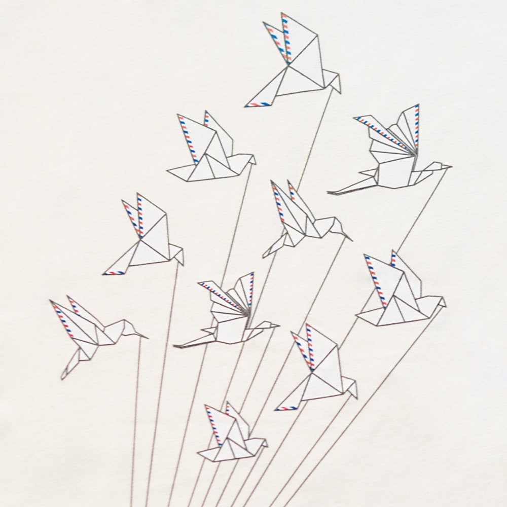 Airmail Origami Tshirt, Women in Natural, Organic Cotton Tee