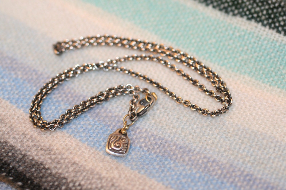 DANA  water name tag fine chain sterling and 18k