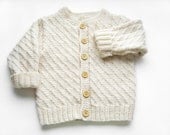 Hand Knitted Baby Cardigan - Natural White, 3 years - SasasHandcrafts