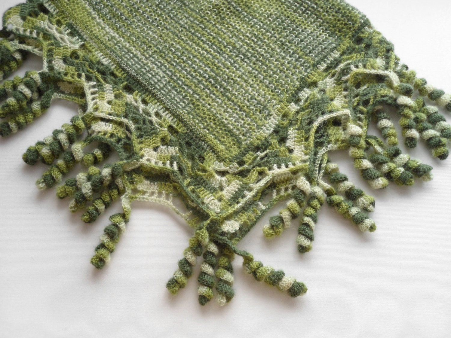 Knitted Baby Blanket - Shades of Green