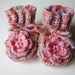 Hand Knitted Baby Booties with Crochet Flower - Multicolor, 3 - 6 months