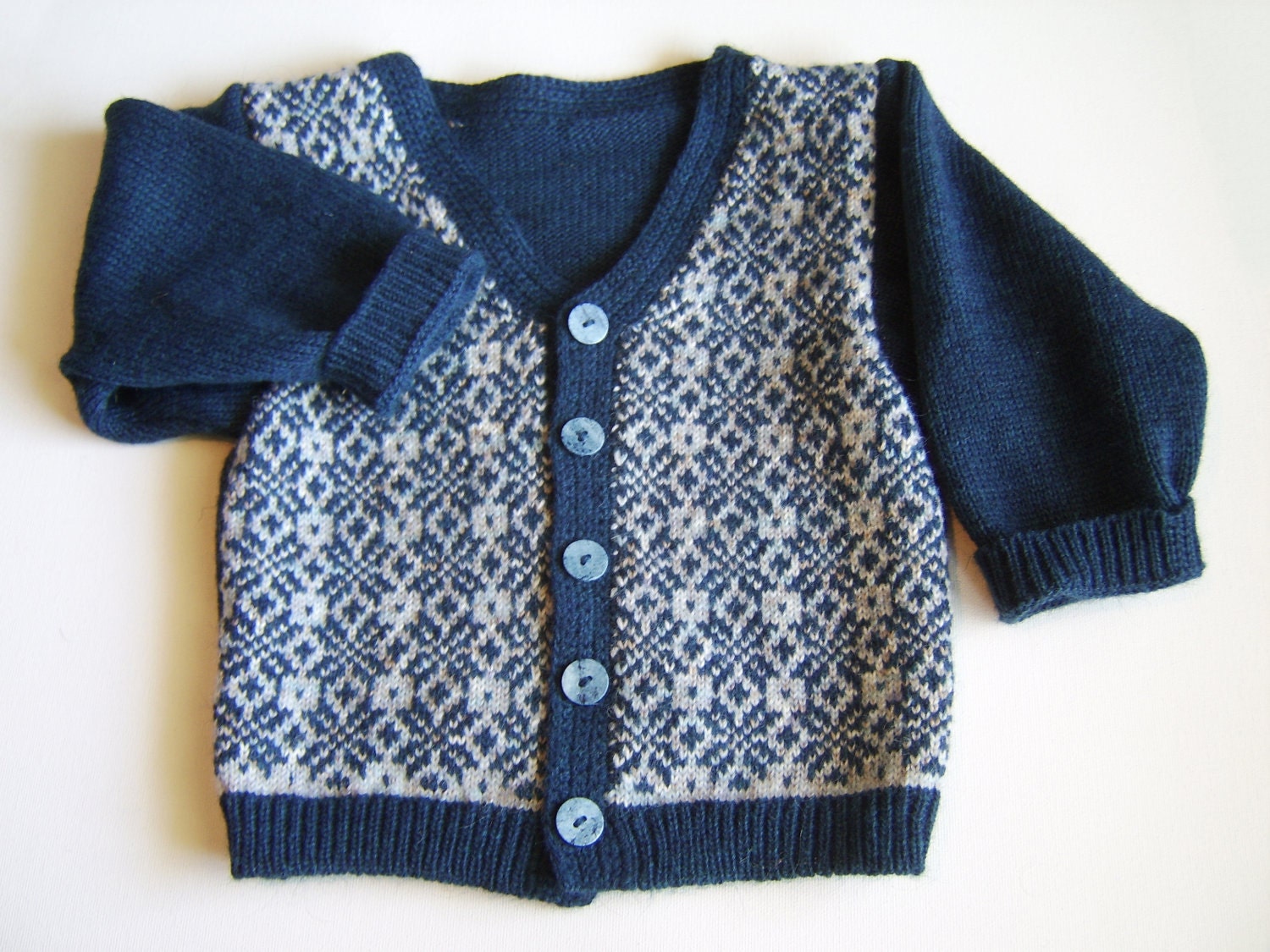 Knitted Baby Cardigan - Dark Blue, 1.5 - 2 years