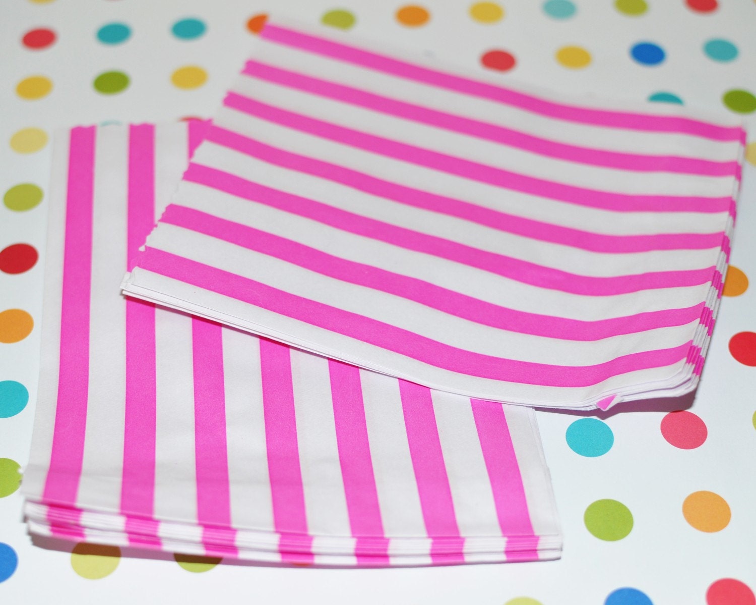 25 Sweet Shop Pink Striped Paper Bags Il_170x135