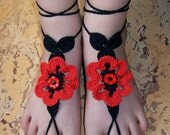 Sexy black crocheted barefoot sandals, steampunk, victorian lace, sexy, yoga, anklet ,wedding, beach or pool party- Ready to Ship
