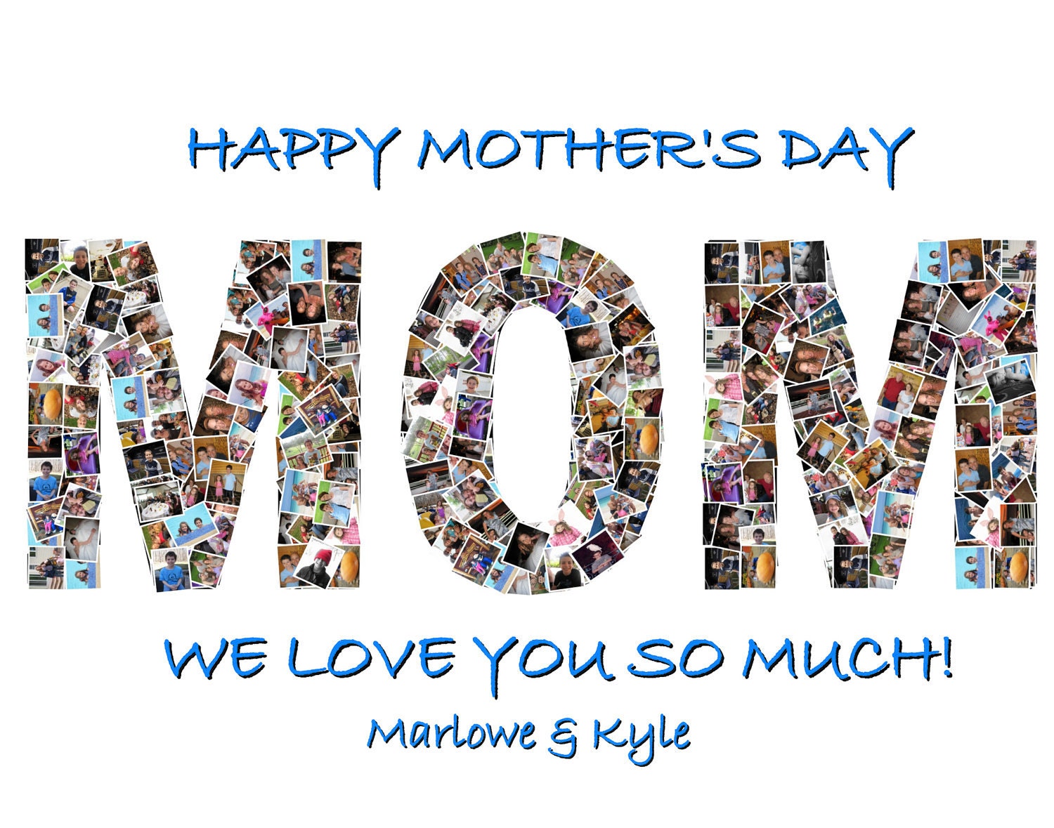 Personalized Mother's Day Photo Collage for Mom, Grandma, Nana, Hearts, Kids Pictures and More