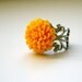 Golden Fall Mum Ring on Adjustable Silver Filigree -FREE SHIPPING and Free Ring Pouch