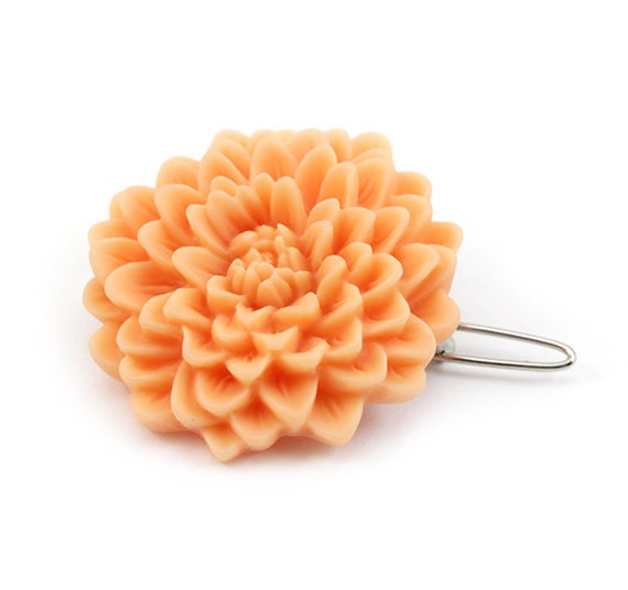 Flower Hair Barrette -  Hair Clip - Apricot Mum - Graziella