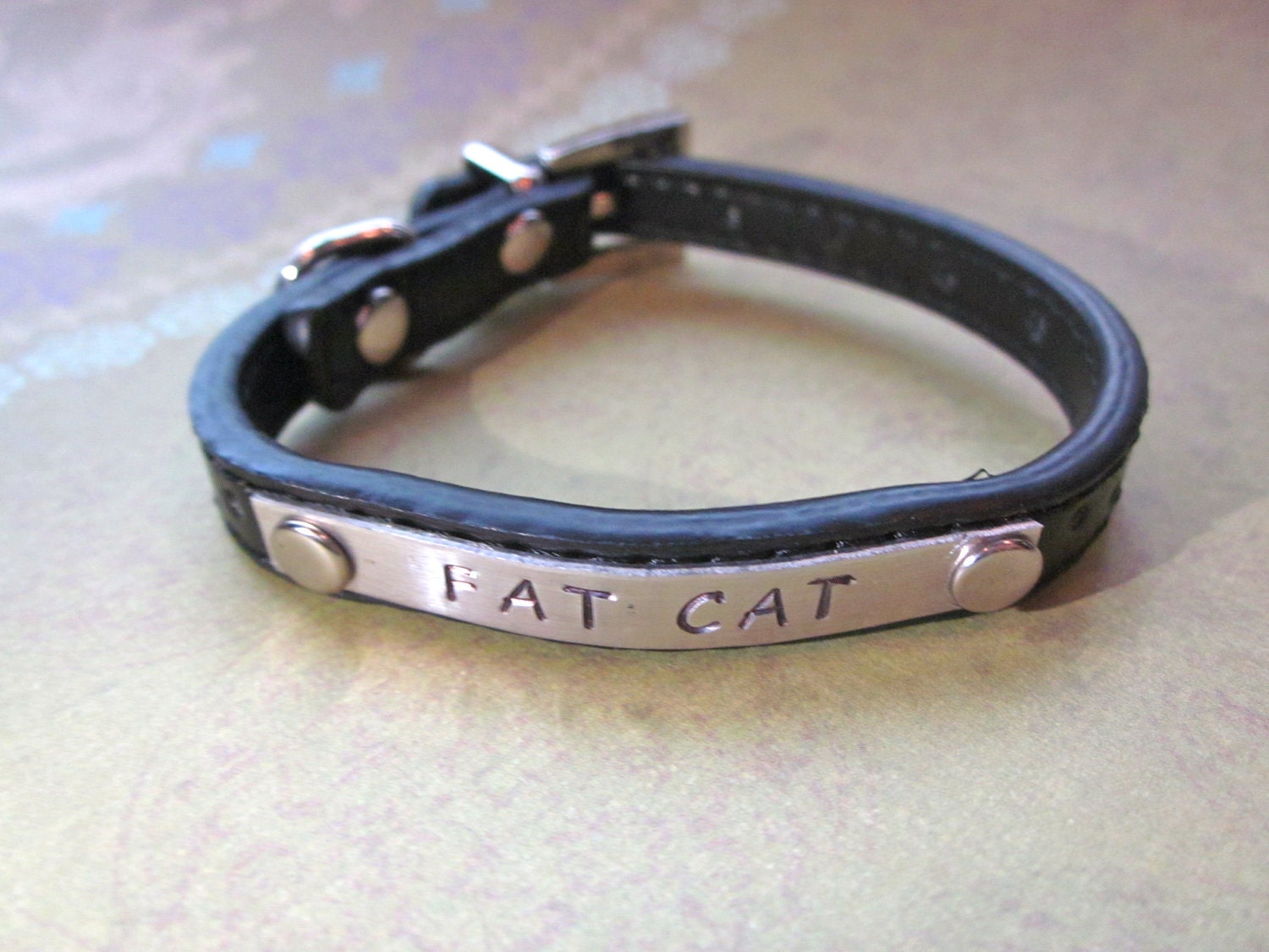 Custom Hand Stamped Leather Dog/Cat Collar- Size Extra Small (Pick your phrase, color, and font)