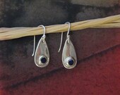 Silver Teardrop Earrings with Sapphire Cubic Zirconia CZ Handmade Mom Sister Daughter Fashion Summer Fall Winter Spring Wedding