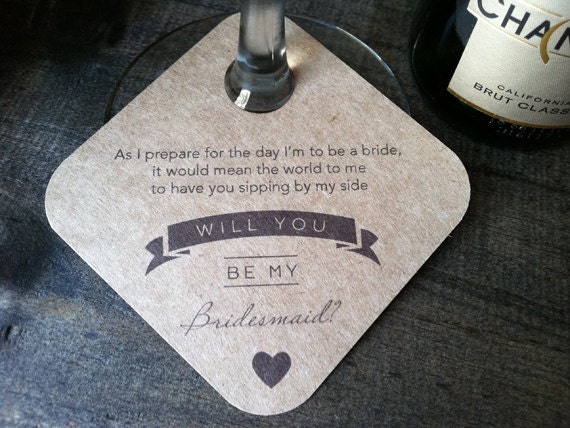 Will You Be My Bridesmaid Champagne or Wine Glass Stem Wraps