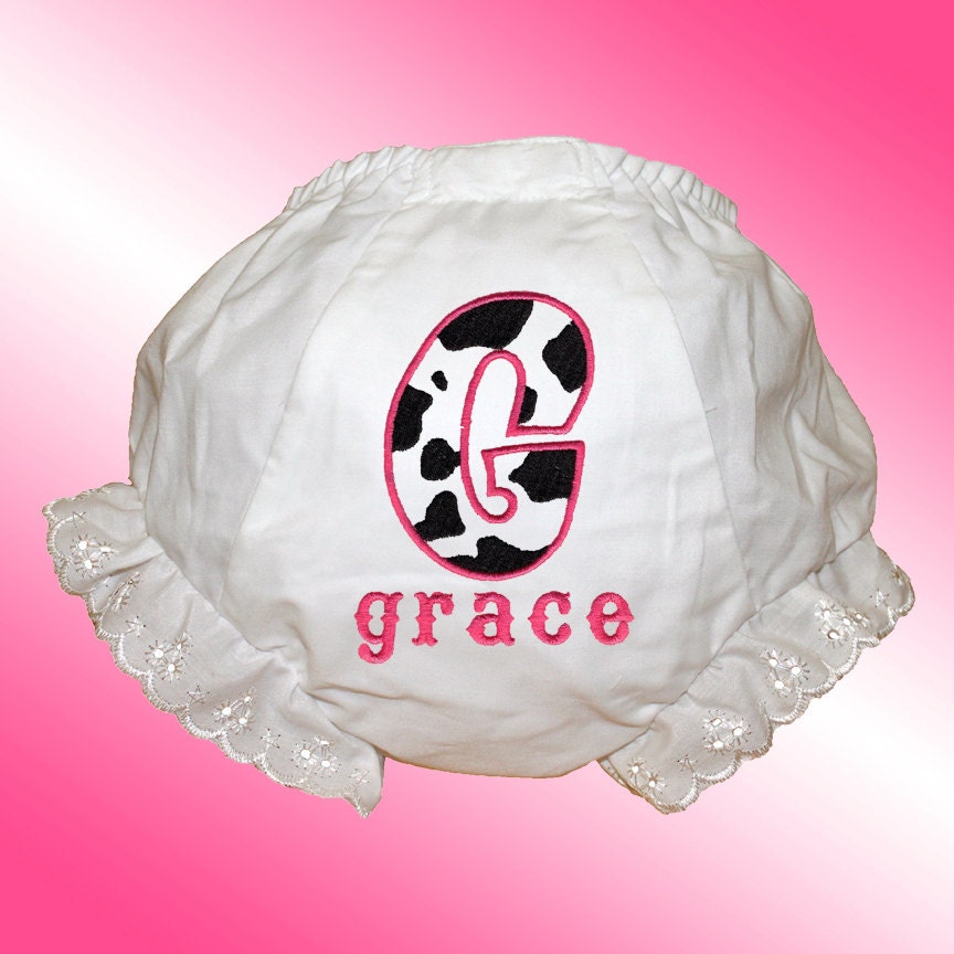 Bloomers - Personalized Embroidered Diaper Cover - Cowgirl Monogram - Choose Any Colors - Free Shipping