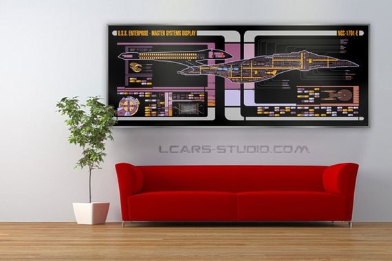 USS Enterprise 1701-E Star Trek LCARS Display 32x12 Print Medium