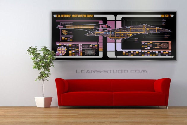 USS Enterprise 1701-E Star Trek LCARS Display 32x12 Print Medium