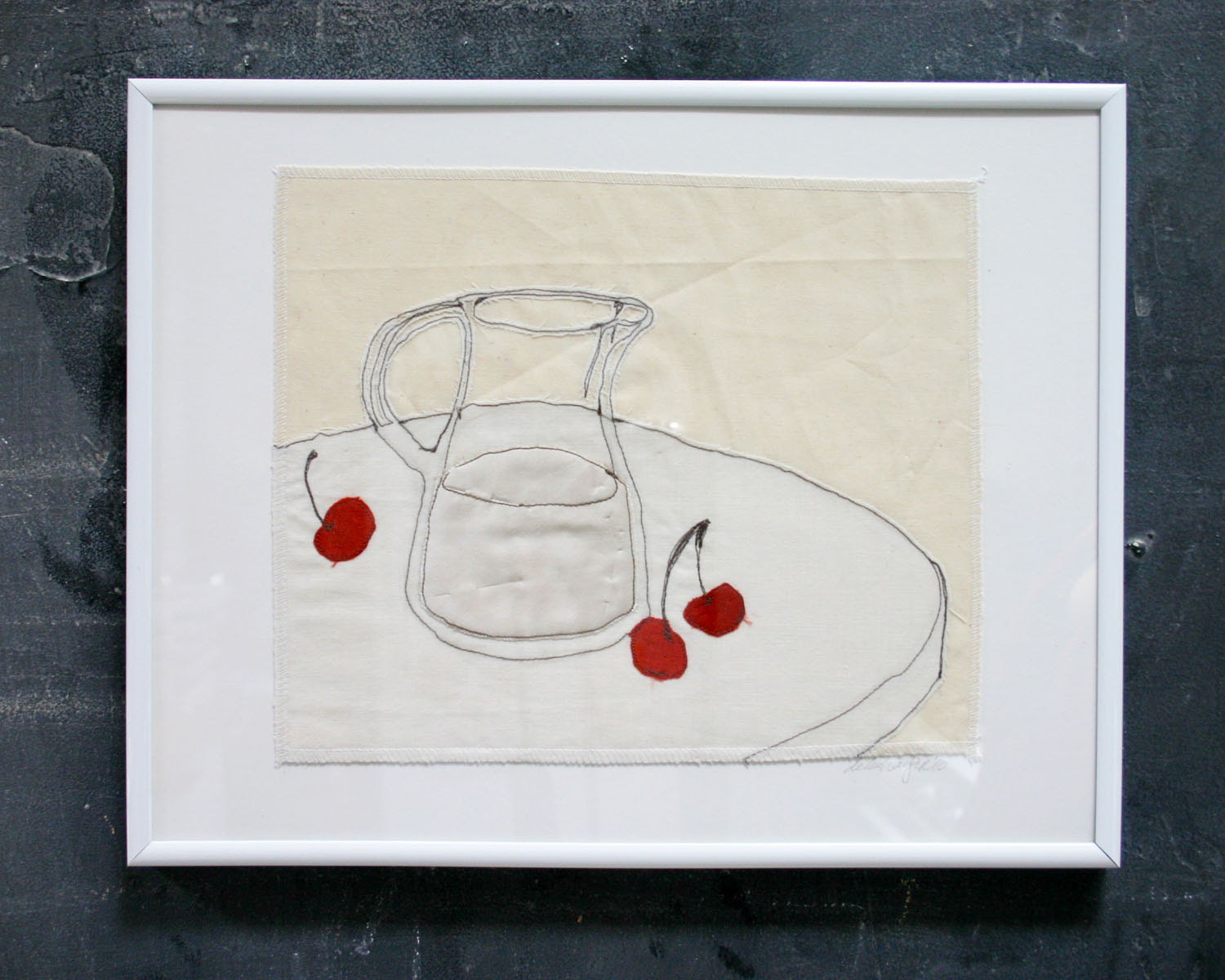 Stitched Still Life- Cream and Cherries