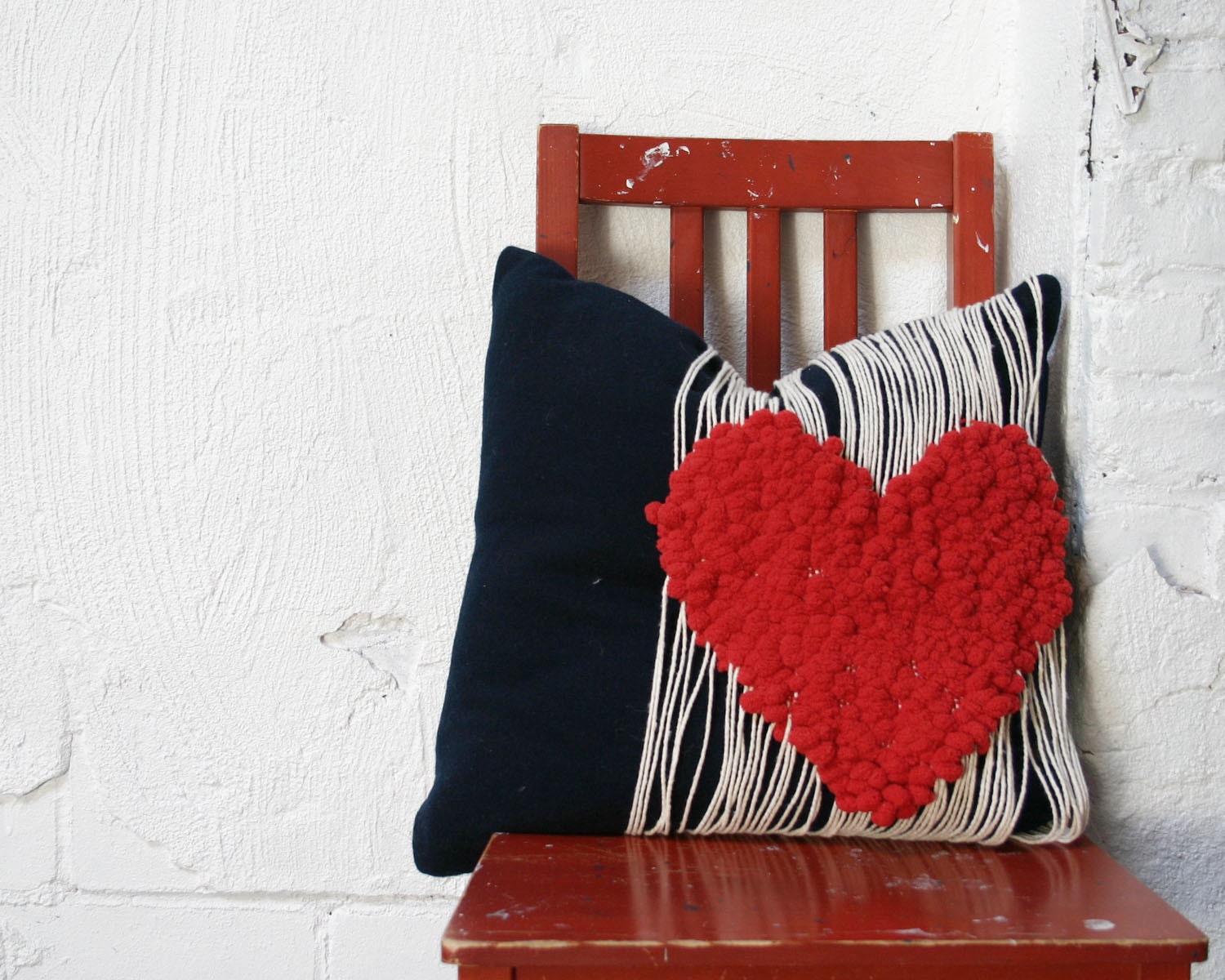 Big Heart Woven Throw Pillow