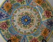 Plate Multi color hand painted hanging plate made in Spain