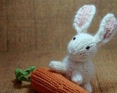Bunny - Rabbit - Carrot - Easter Basket - Spring -  Nursery - Knit - Natural - Waldorf - Toy - White - Pink - Orange