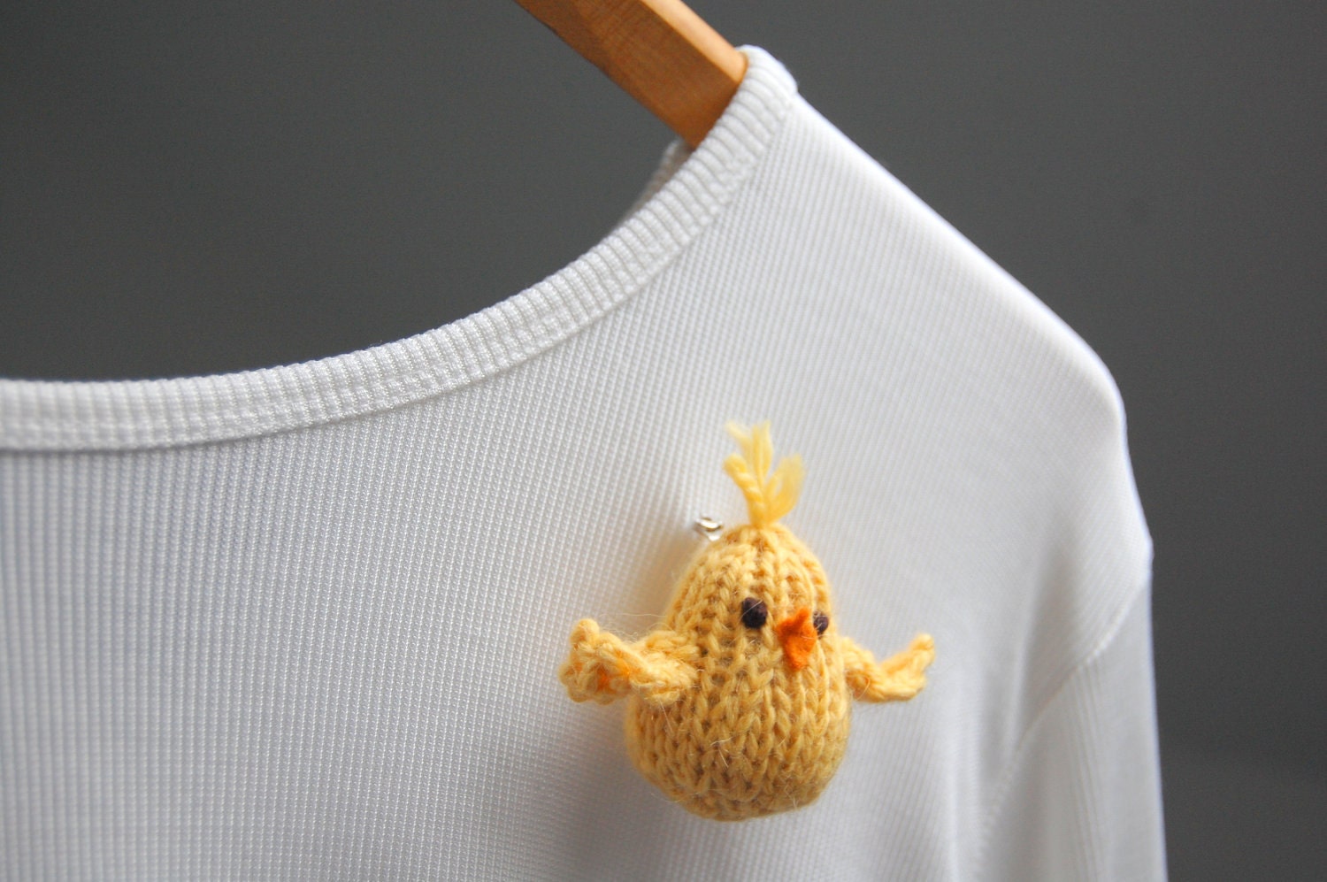 Bird Brooch- Little Chick Lapel Pin - Knit - Mother's Day - Spring - Natural Fibers - Alpaca - Yellow