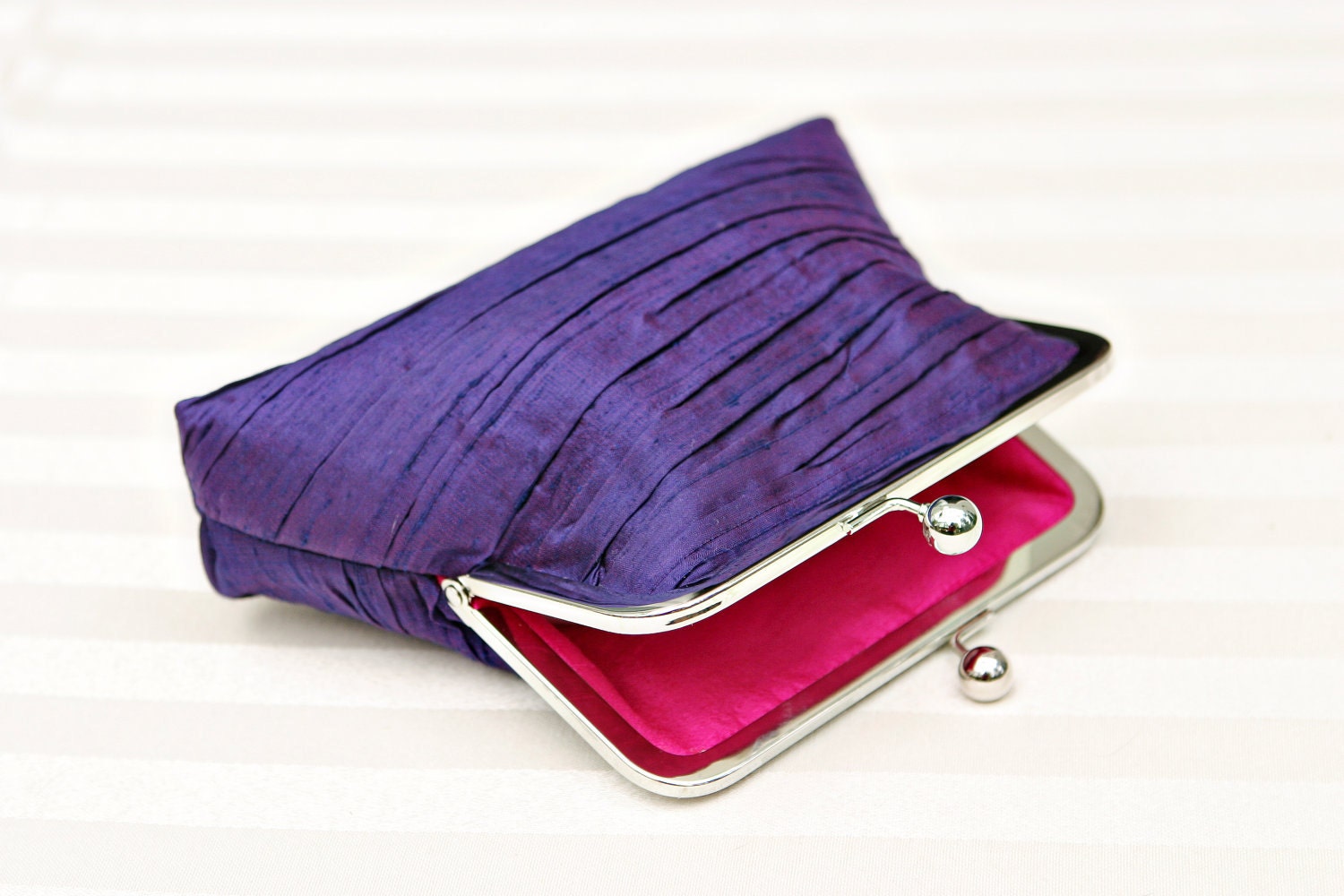 6" Tucked Purple Silk Clutch - Custom