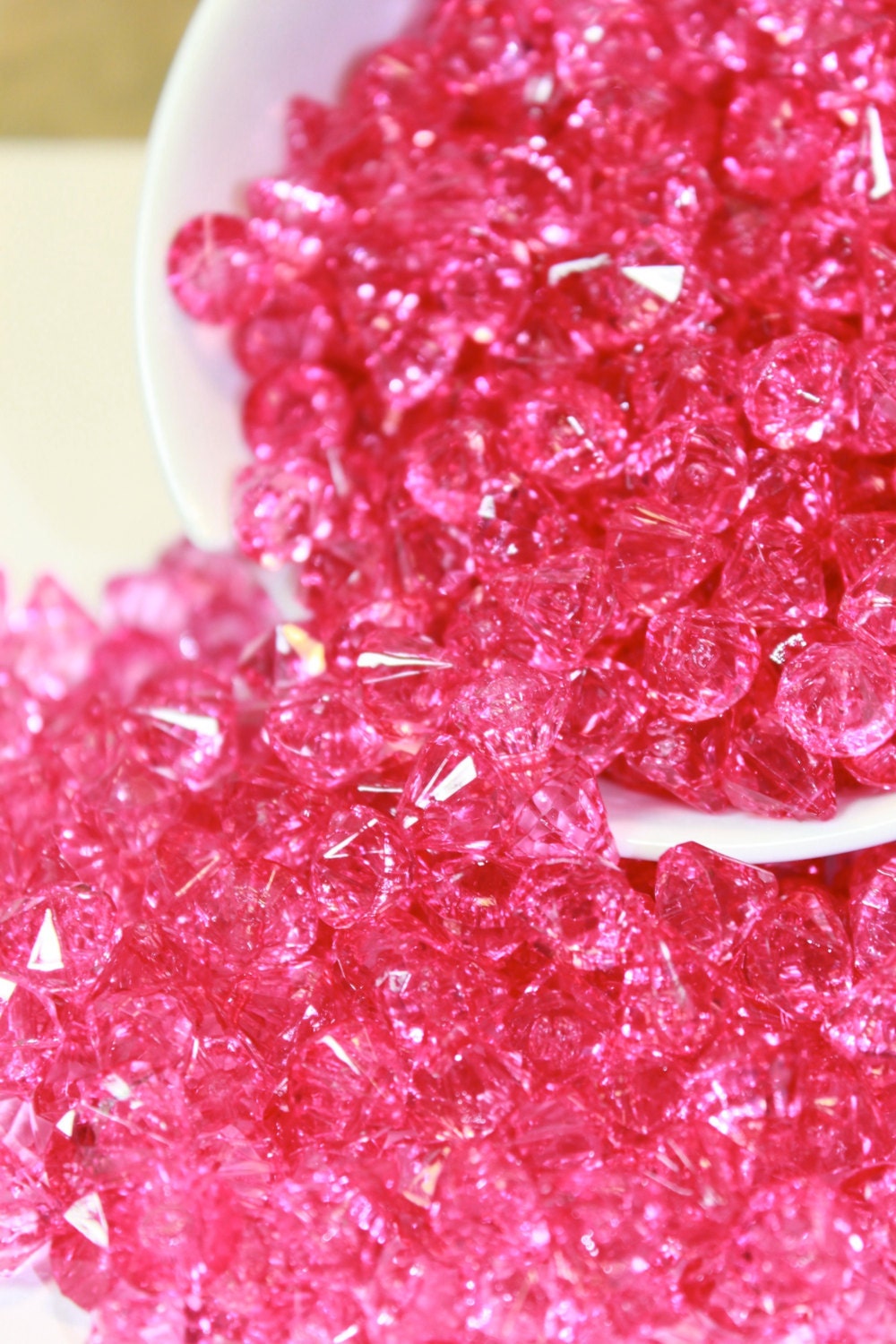 20 eXtra Tiny Crystal Diamond Drop Acrylic Chandelier Gems  NEW HOT Pink FUCHSIA