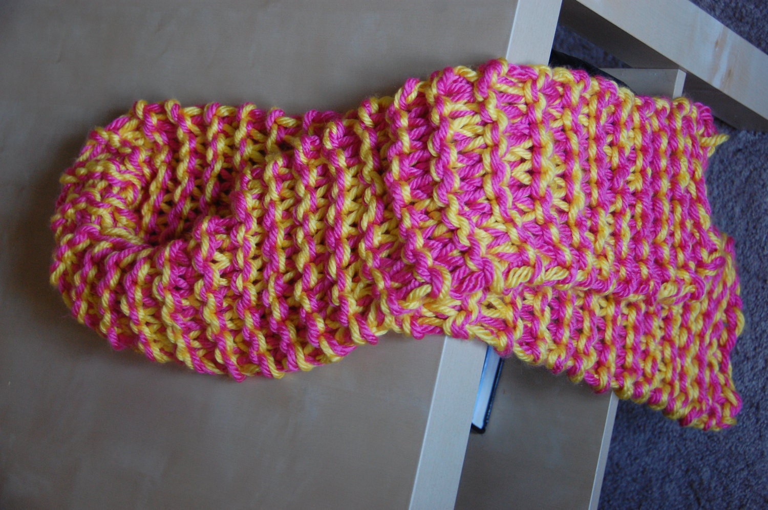 Cozy Pink and Yellow Chunky Scarf