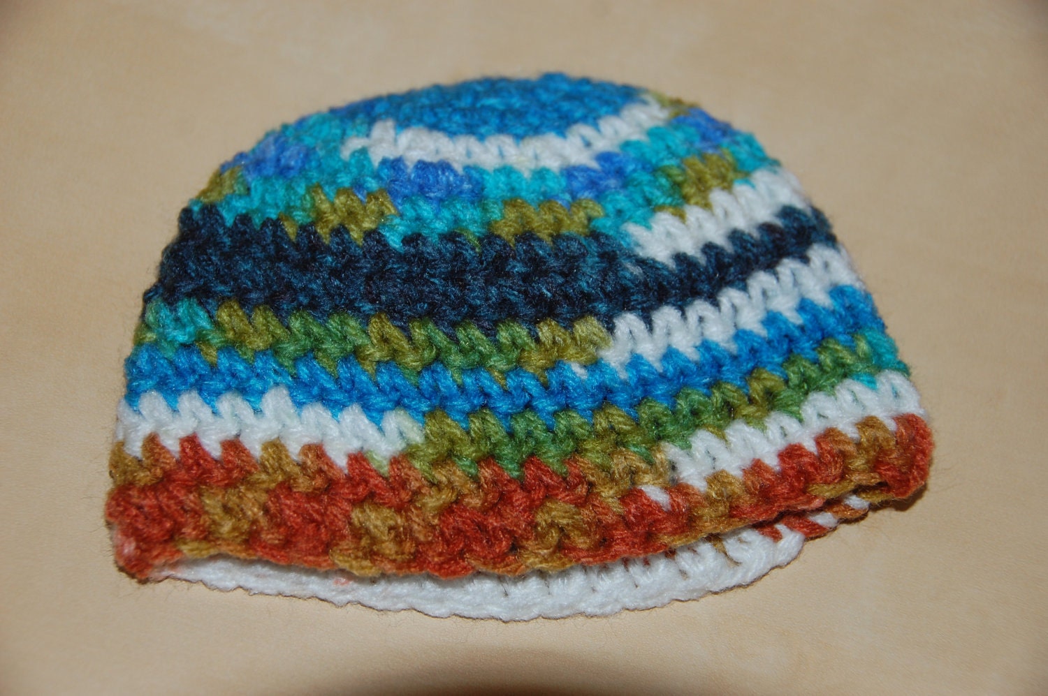 Peruvian Print Striped Beanie Size 0-3 months