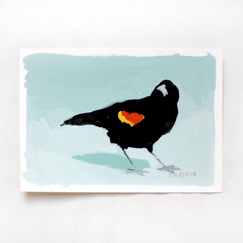 Red Winged Blackbird - original painting