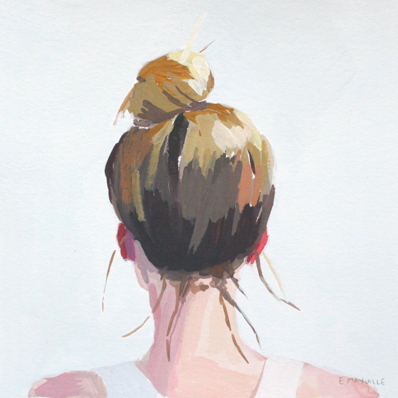 hair painting - top knot 3 - original art
