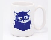 Kitty Mug. ceramic. hand-printed.
