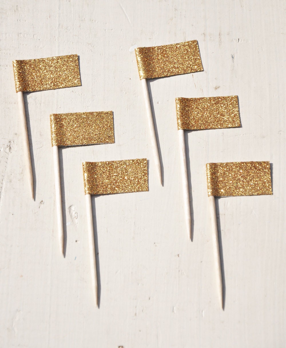 Custom Square Glitter Cupcake Flags