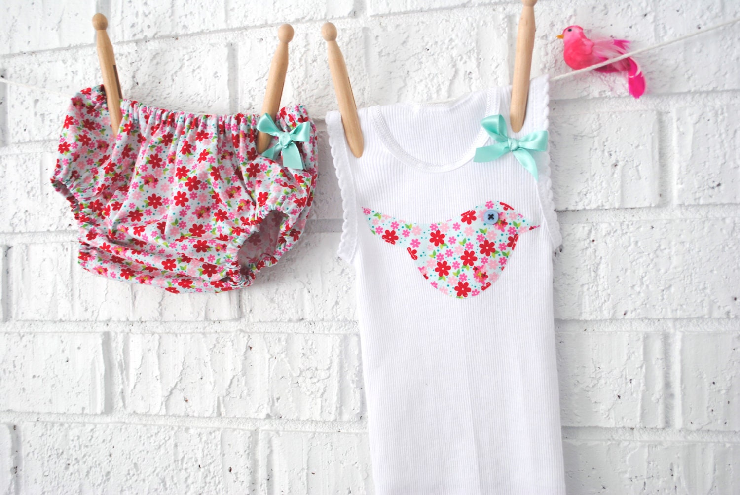 Summer Floral Diaper Cover and Tank Set
