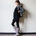 Dior Cropped Tweed Coat - vintage 80s heather grey tones wool coat, short boxy menswear fit, shawl collar