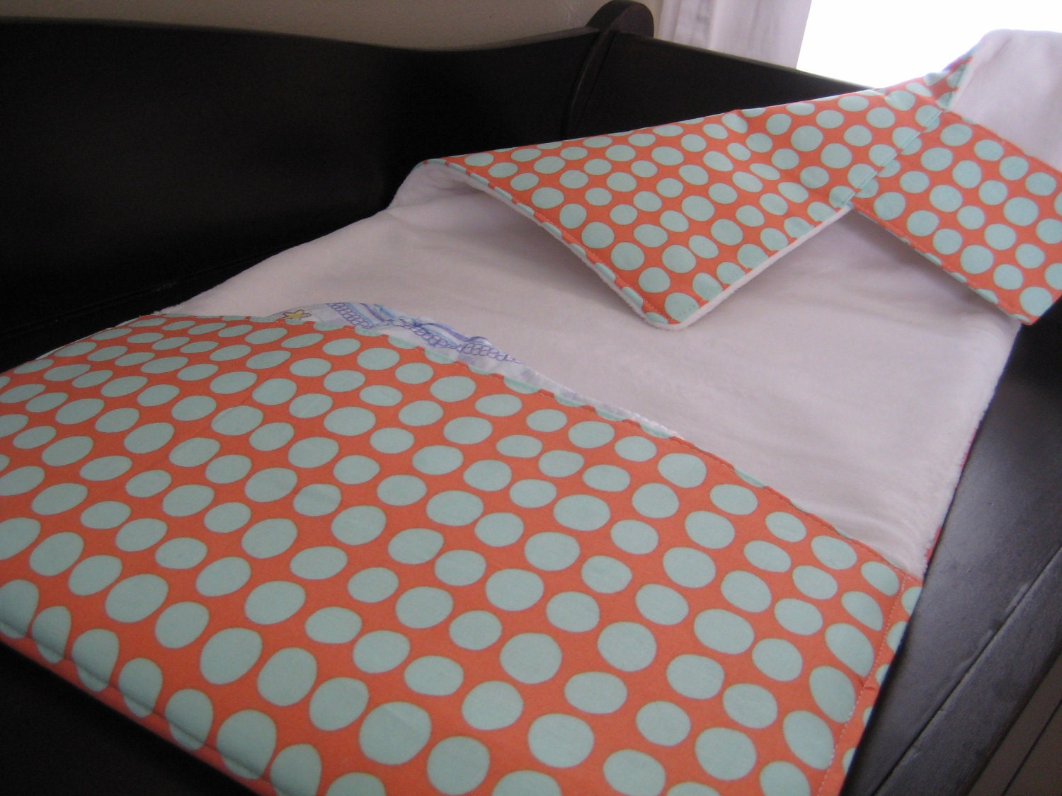 Changing Pad with Diaper Pocket - Tangerine Sun Spots
