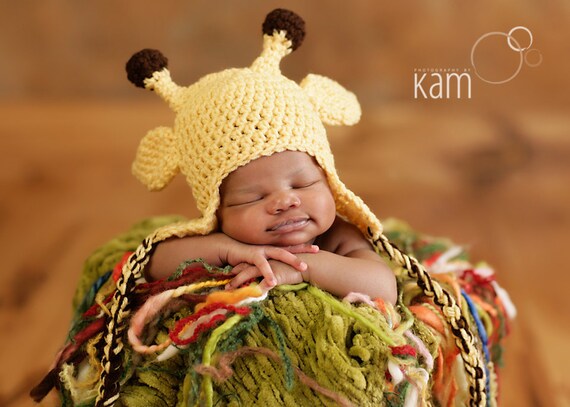 Giraffe Earflap Hat - Custom Order