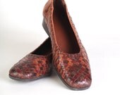 Vintage Size 8.5 Women's  brown leather woven flats