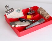 Red silverware tray
