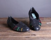 Vintage Size 6.5 Women's 1980s Navy Leather Flats