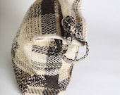 Vintage Brown Plaid Fabric Purse