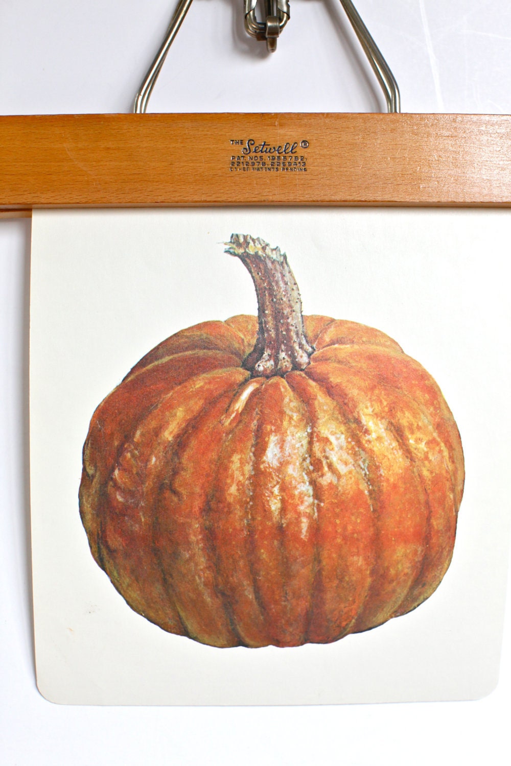 Large vintage language flash card, pumpkin, 1980's