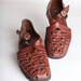 Size 8.5 Women's brown leather hurache sandals, brown loafers, weaved leather flats