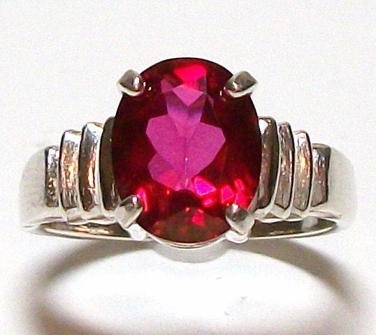 Peony Red Topaz Tri-Slash Ring s7 - set  in solid sterling silver, mothers day, birthday, gifts for her     "Stephanie's"