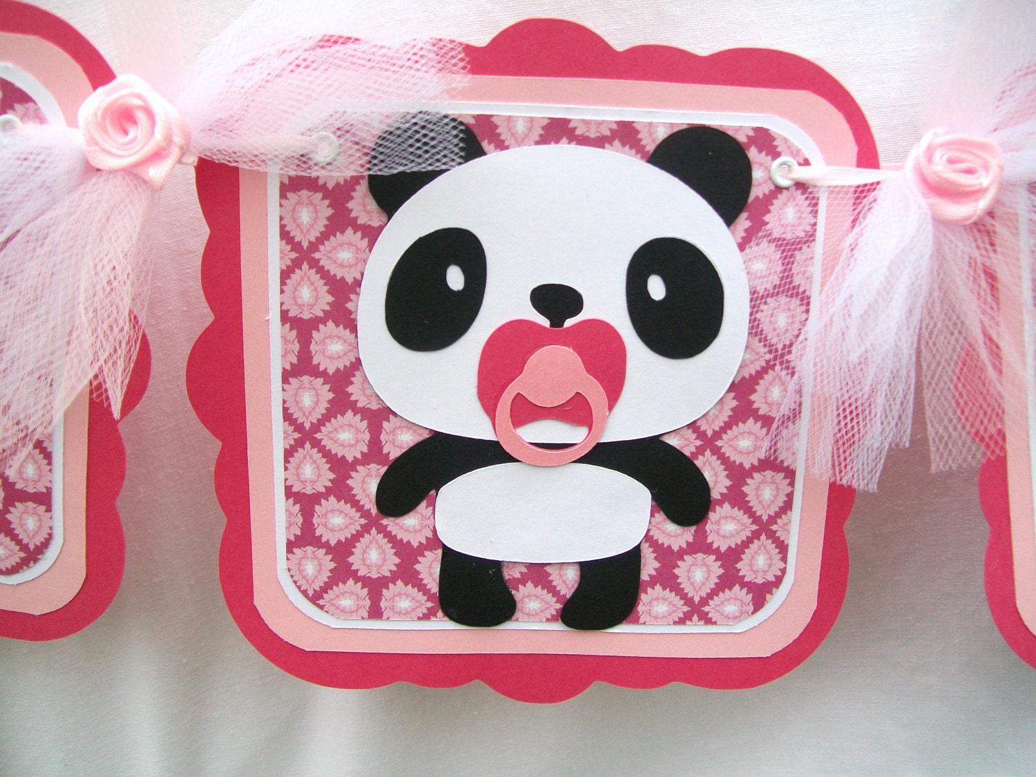 Panda baby shower banner, baby panda, its a girl, in shades of pink