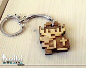 Laser cut and engraved Link 8bit wood keyring